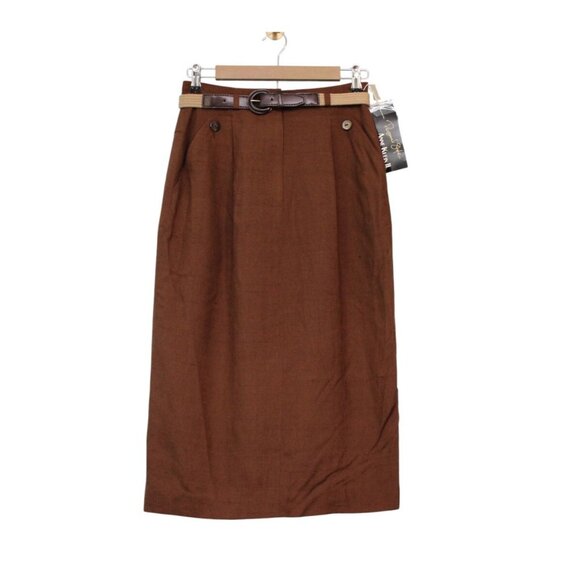 NWT Vintage 90s Anne Klein Midi Skirt Size 8 Belted 100% Silk Career Business